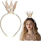 Yuanan Crown Headbands for Women, Gold Princess Crown Headband Queen Crowns Tiny Crowns for Women, Cosplay Party Christmas Costume Birthday Hairband