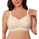 DEANGELMON Wireless Bras for Women Mesh V Comfortable Bralette Supportive Full Coverage Tshirt Everyday Bra