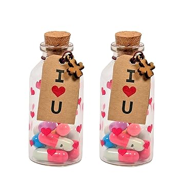 Lilone Glass Message Bottle (5 x 3.2 cm, Multicolour)