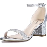 IDIFU Women's Cookie-LO Low Block Heels Chunky Sandals Ankle Strap Wedding Dress Pump Shoes