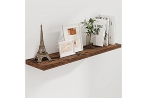 FUN MEMORIES Floating Shelves 48 Inch Long, 48"W x 9"D Wall Shelf Invisible Bracket, 9 Inch Deep Floating Shelf for Wall, Rustic Wooden Shelves for Living Room, Kitchem, Bedroom, Rustic Brown Color, Set of 1