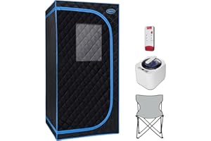 SALUSHEAT Portable Steam Sauna, Personal Sauna Large Space for Home, Full Body Sauna Tent with 2.6L & 1000W Steam Generator, Remote Control, Timer, Foldable Chair, Black(31.5" x 31.5" x 62.2")