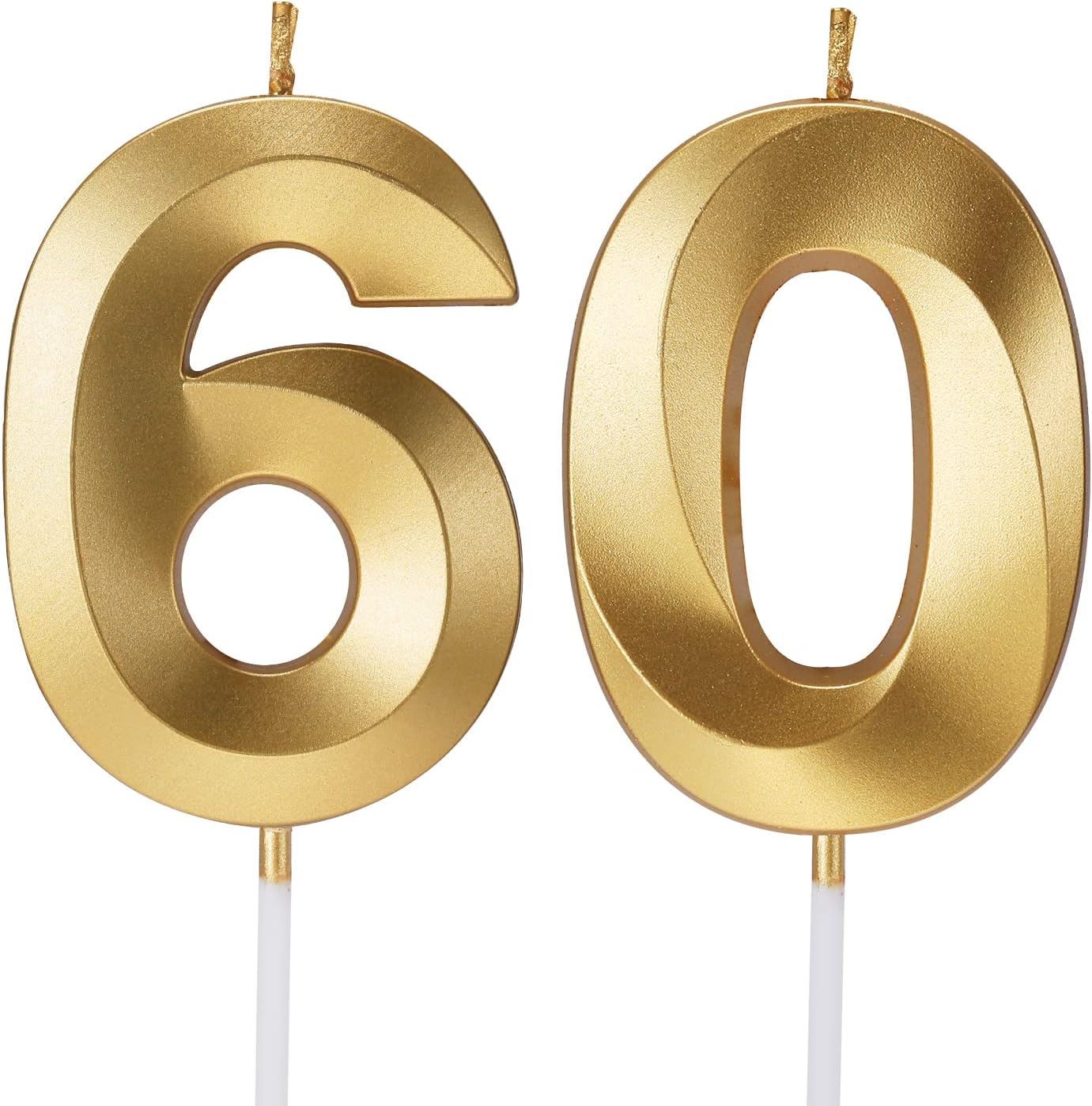 Candles & Holders - 60th Birthday Candles for Cakes Numbers Candle Happy 60 Birthday 3D Designed Wedding Anniversary Party Cake Topper Decorations (60, Gold)