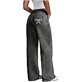 Flvsun Women's Low Waisted Baggy Jeans Boyfriend Denim Pants Wide Leg Loose Fit for Women Y2k Boyfriend