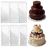 6PCS Clear Acrylic Cake Scraper Smoother Set, Dual-Edge Icing Scraper Cake Smoother with 12 Patterns, Buttercream Frosting Cake Decorating Tools