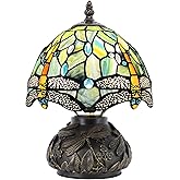 HWDFEI Small Tiffany Mushroom Table Lamp,Mini Memory Sympathy Antique lamp 8X11 Inch (Brown Dragonfly)