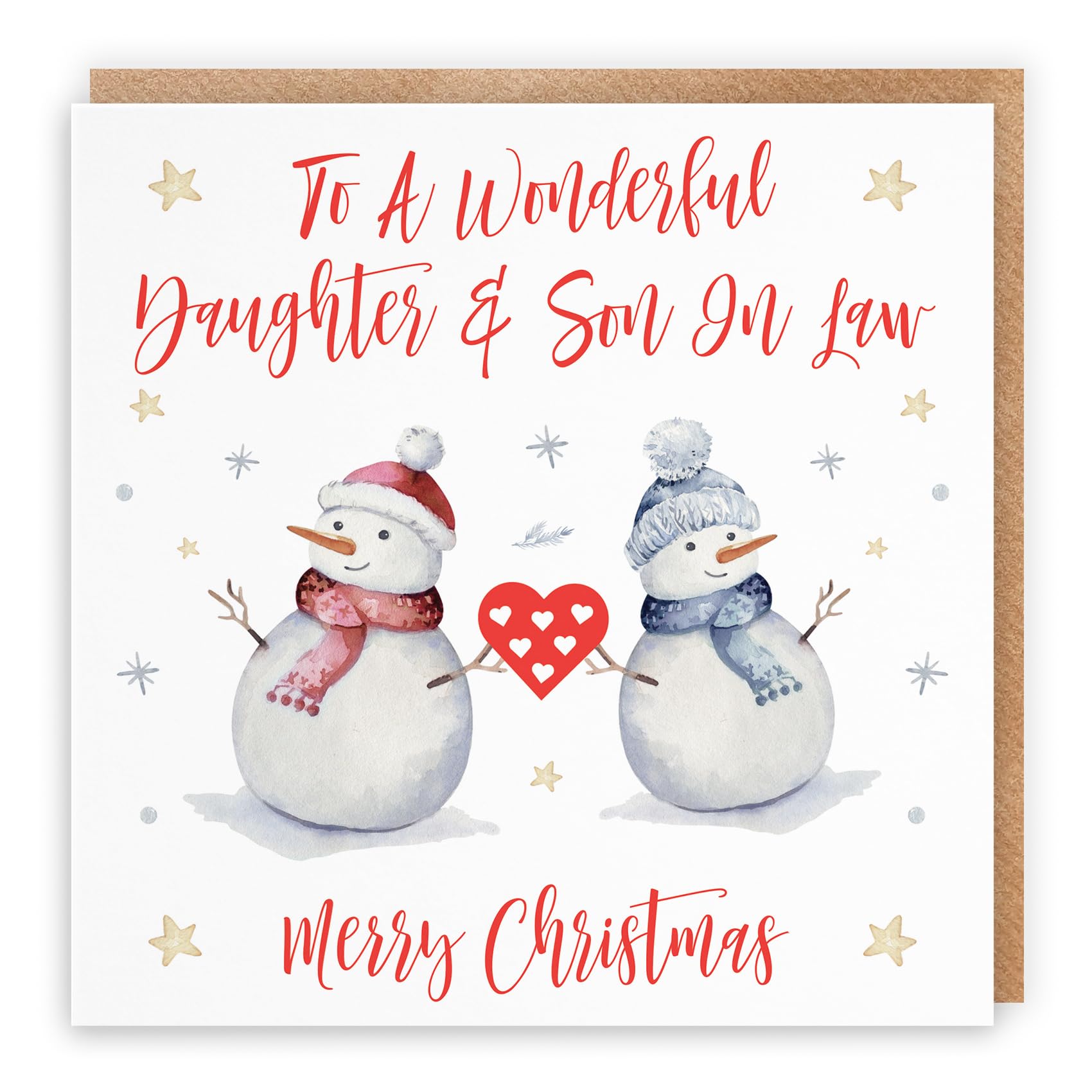 Hunts England - Daughter And Son In Law Christmas Card - To A Wonderful Daughter & Son In Law - Merry Christmas - Snowman Collection - Fun Xmas Card — image 1