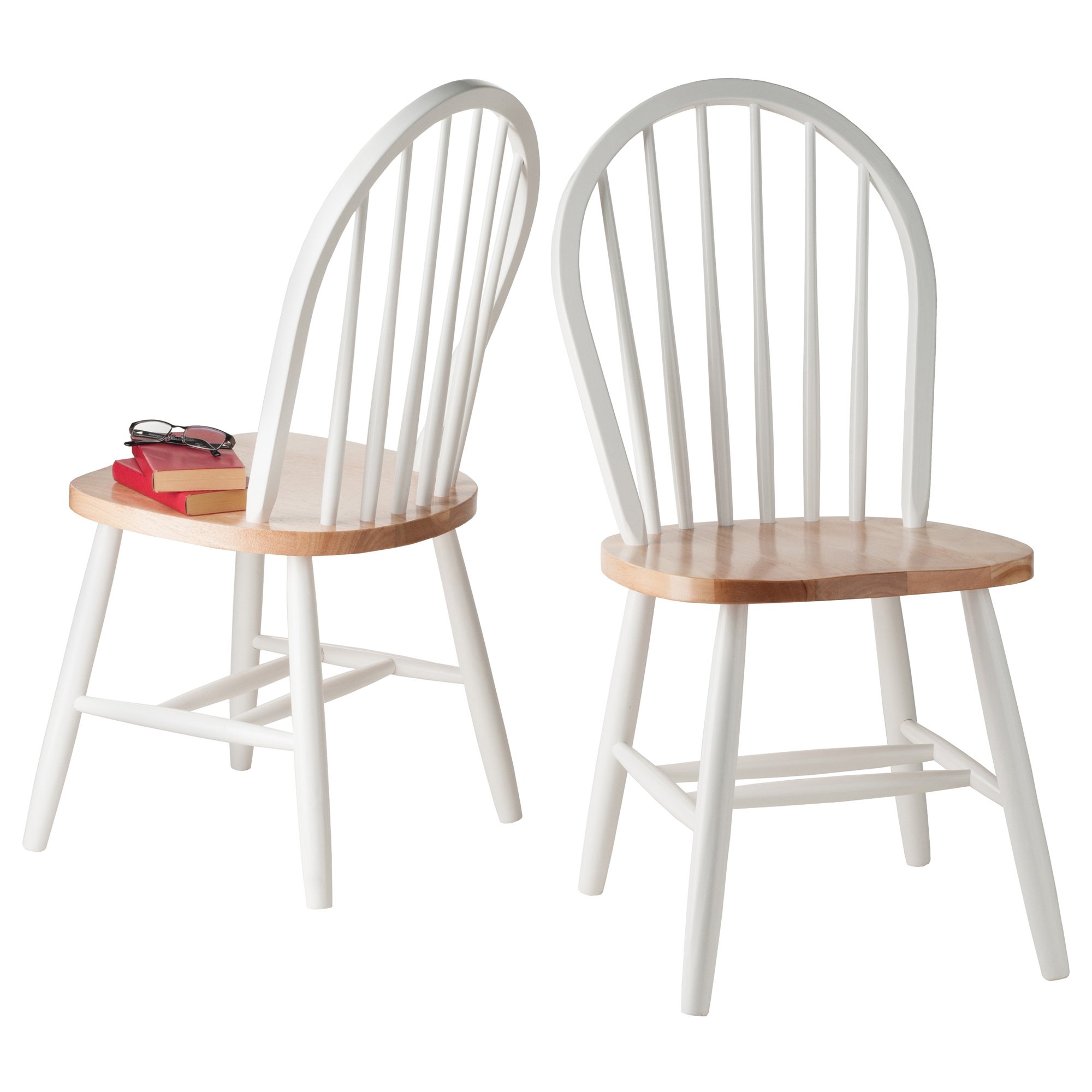 Windsor Chair – 2 – Piece Set Natural Beech Wood and White Finish