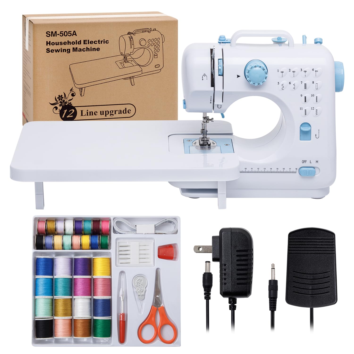 Photo 1 of Sewing Machine for Beginners with Extension Table Portable Mini Sewing Machines Kit Supplies 12 Built-in Stitches with Needles Assorted Thread Kit Starter Kit Easiest for Adult and Kids