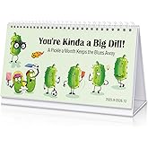 Funny Desk Calendar 2026 with Pickled Cucumbers, 16 Month (Sep 2025 - Dec 2026) Desktop Flip Calendar Office Decor, Funny Christmas New Year Gifts for Dad, Mom, Friends, Coworkers, White Elephant Gift