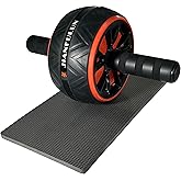 Ab Roller Wheel for Core & Abdominal Strength Workout - Portable Home Gym Exercise Equipment with Non-Slip Handles & Knee Pad for Men & Women