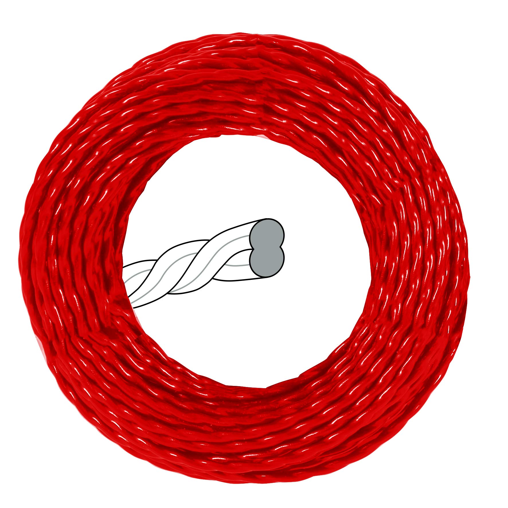 Original Einhell Scythene Accessory Low Noise Line 2.4 (Replacement Thread, 2.4 mm Diameter, 15 m Length, Twisted Shape, Red)