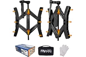 RVPNR.CN RVPNR Camper Wheel Chock Stabilizers,RV Heavy Duty Tire Chock Stabilizers,Travel Trailers Wheel Chock Scissor 2 Sets with Built-in Wrench, Tire Locking Chocks Accessories，Black