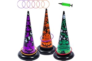 Voiiake 3 Pack Witch Hat Halloween Inflatables Ring Toss Game - Fun Halloween Games,Toys & Party Supplies, Games & Toys for Kids Adults