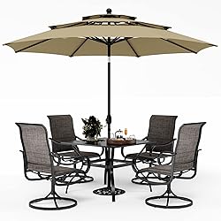 PHI VILLA Patio Dining Set with Umbrella for