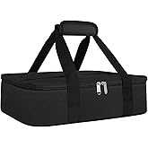 esouler Insulated Casserole Carrier Bag Hot & Cold Food Carrier Bag Lasagna Holder Lunch Bag for Picnics, Parties, Travel, Fits 9 x 13 Inches Casserole Dish-Black