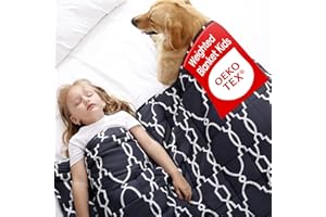 ROKDUK Weighted Blanket Kids 3 Pounds 36x48 in 100% Oeko-Tex Natural Egyptian Cotton 1200TC Toddler Weighted Blanket Glass Beads Small Heavy Blanket Throw Cartoon Printed Grey White Trellis