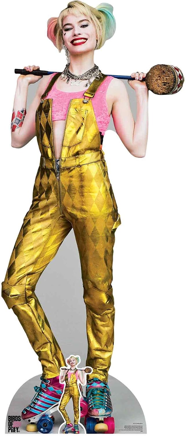 Star Cutouts SC1511 Harley Quinn Gold Jumpsuit Lifesze Cardboard Cutout/Standee/Stand Up Margot Robbie Birds of Prey Height 169cm Width 72cm