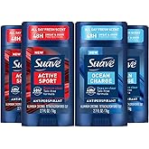 Suave Antiperspirant Deodorant for Men Variety 4-Pack – Active Sport, Bergamot & Wood + Ocean Charge, Marine & Driftwood, 48H Sweat & Odor Protection, 2.7 Oz Ea