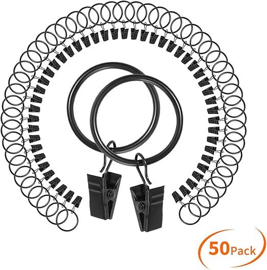 Amazon Com Dofulay 50 Pack Curtain Clips With Rings 1 25 Inch