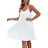 Blooming Jelly Womens Swimsuit Coverup Bathing Suit Cover Ups Beach Dress Spaghetti Strap Pleated Swimwear