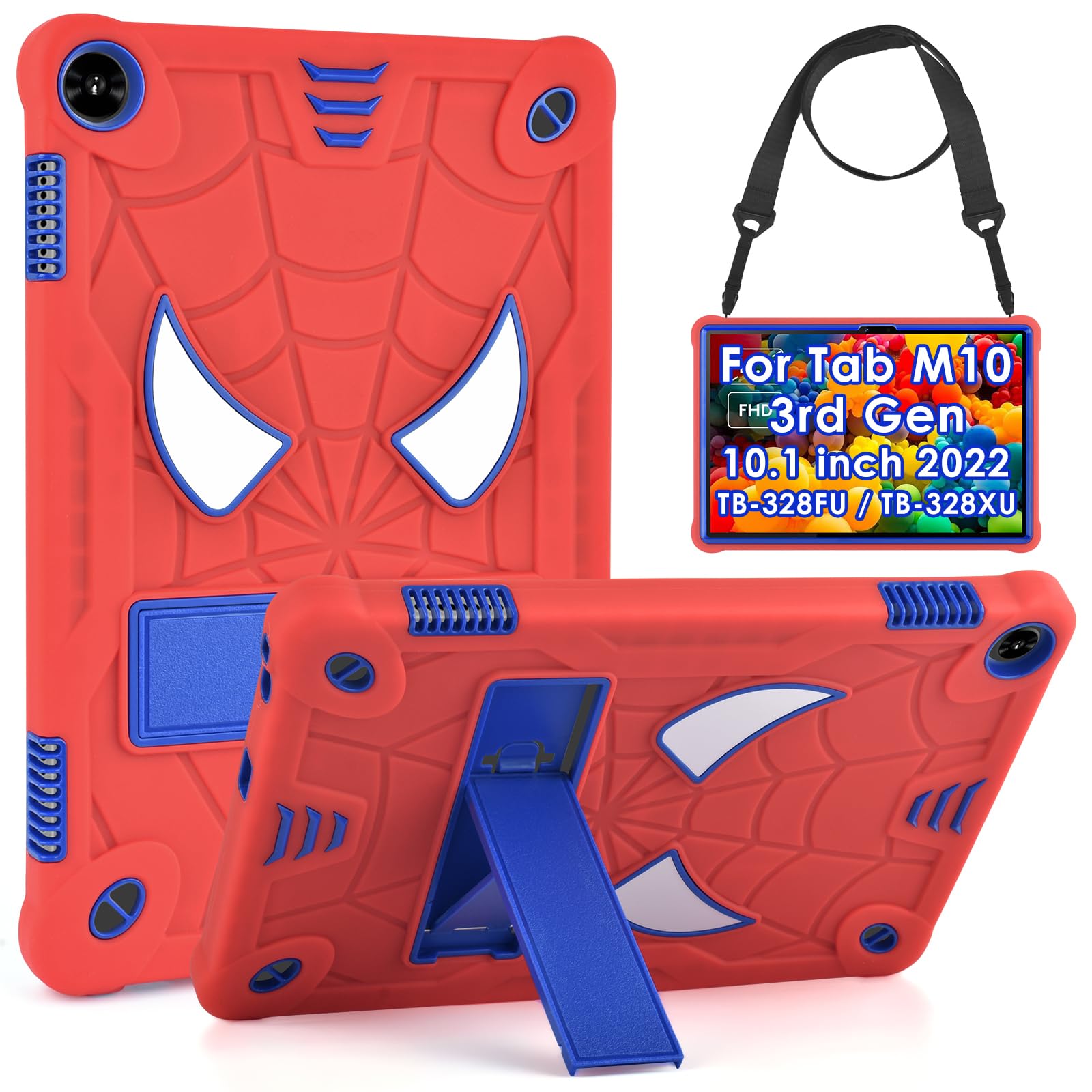 KATUMO Case for Lenovo M10 Tablet 3rd Gen 10.1 inch 2022 (TB-328FU/TB-328XU) Heavy Duty Shockproof Rugged Protective Cover with M10 3rd Gen 10.1 inch, with Detachable Adjustable Shoulder Strap