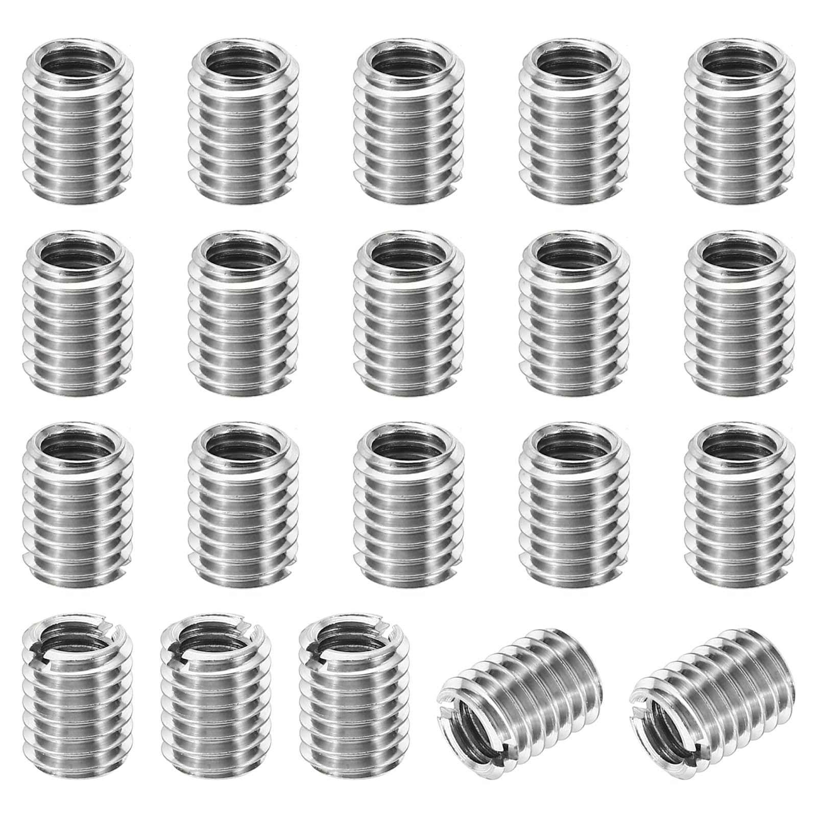 PATIKIL Thread Adapters Sleeve Reducing Nut, 20 Pcs M8x1.25 Male to M6x1 Female Repairing Insert Nut Screw Reducer Stainless Steel Fastener 10mm