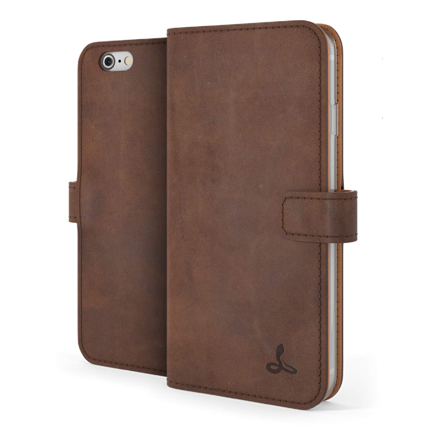 Snakehive Vintage Wallet for Apple iPhone 6S / 6 || Real Leather Wallet Phone Case || Genuine Leather & 3 Card Holder || Flip Folio Cover with Card Slot (Brown) โ image 1