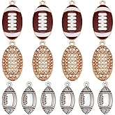 SUNNYCLUE 1 Box 24Pcs Football Charms Rugby Ball Charms Alloy Rhinestone Enamel Footballs Brown Silver Gold Sports Balls Pendants for Jewelry Making Supplies DIY Earrings Bracelets Necklace Crafts