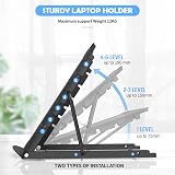 Jumkeet Laptop Stand Foldable Ventilated Aluminum Desk Holder 7-17" Black view 6