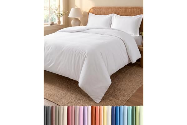 White Duvet Cover Queen Size - Extra Soft Queen Size Duvet Cover - Lightweight, Comfy, Cozy & Breathable - Easy Care & Fade F