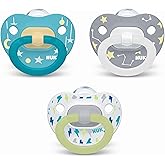 NUK Orthodontic Pacifier Value Pack, 6-18 Month 3-Pack Star, Glows in The Dark