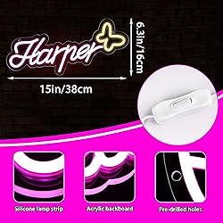 ATTNEON Large Harper Name Neon Sign,LED Name Neon
