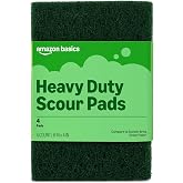Amazon Basics Heavy Duty Scour Pads, Dish Scrubber for Kitchen + Outdoor, 4 Count, Pack of 1