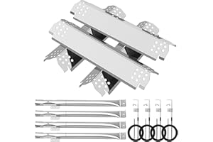 FLAMEDUTY Grill Burner Replacement Nexgrill 720-0830H,720-0888N,720-0888,720-0864,720-0896B,Grill Heat Shield for Nexgrill Replacement Parts 4 Burner,Stainless Steel Grill Heat Plate and BBQ Igniters Kit