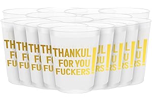 AISOSIKS Thankful for You Cups, Happy Friendsgiving Cups, Friendsgiving Decorations, Friendsgiving Party Decorations, Friendsgiving Drinking Cups, BZ Thanksgiving Party Decorations (Gold Foil,16 Count,16 Oz.)