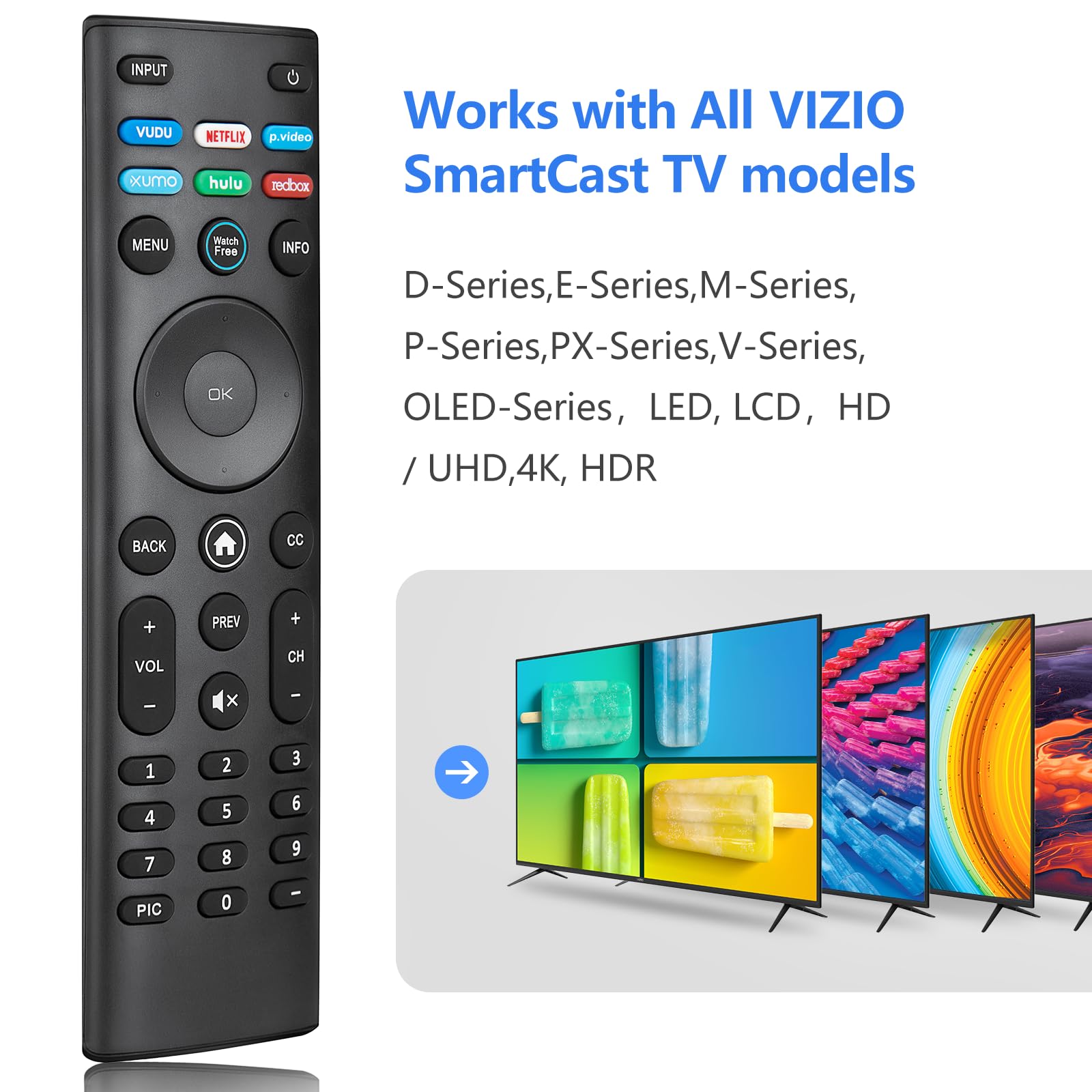 for VIZIO-Smart-TV-Remote-Replacement,Universal control XRT140 for VIZIO All LED LCD HD 4K UHD HDR Smart TVs