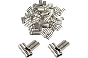 VINFUTIN Fishing Swivels Barrel Crimp Sleeves Copper Aluminum Monofilament Fishing Line Connectors Sinlge Double Crimping Loo