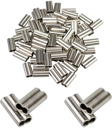 Dioche Lot de 100 manchons de pêche, tubes en cuivre, double sertissage, connecteurs de ligne de pêche (1,0 mm x 10 mm Dioche Lot de 100 manchons de pêche, tubes en cuivre, double sertissage, connecteurs de ligne de pêche (1,0 mm x 10 mm
