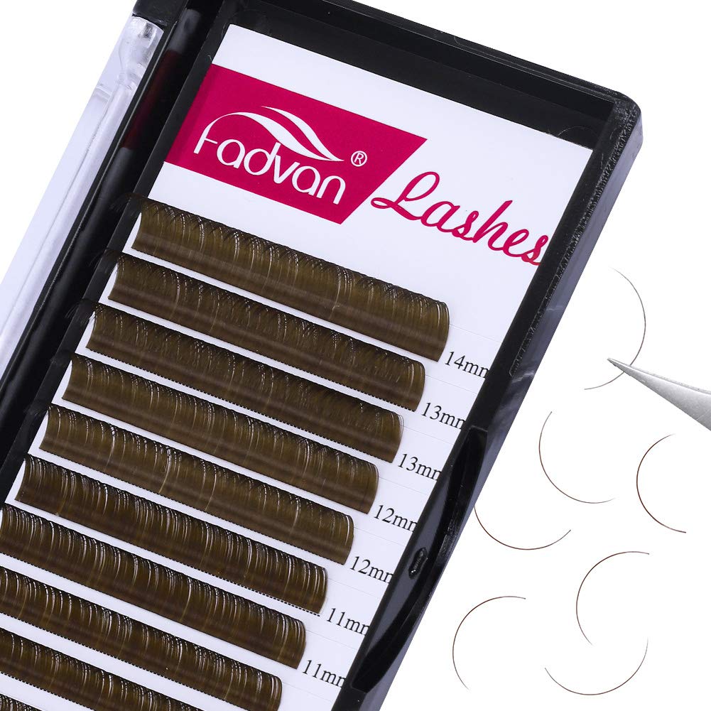 Easy Fan Color Volume Eyelash Extensions FADVAN Color Lashes Individual Lashes Extensions Self Fanning Eyelash (0.07D, Brown) — image 1