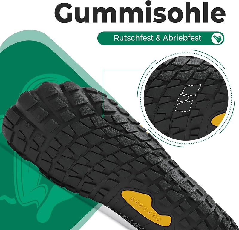 Barfuss Schuhe Damen Barfußschuhe Herren Barfussschuhe Outdoor Traillaufschuhe Leicht Barfuß Schuhe Barefoot Shoes Mit Zero-Drop Solhe Rauchschwarz,Gr.42