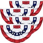 4 Pack USA Pleated Fan Flag, 3 X 6 Feet American US Bunting Flag Patriotic Decoration, 4th of July Memorial Day Independence Day Fourth July Outdoor Decor