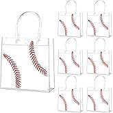 Lonfliness 24Pcs Baseball Clear PVC Gift Party Bags with Handles Bulk Sport Goodie Treat Candy Bags Baseball Present Bags for Boys Birthday Party Favor Baby Shower Decorations Supplies 8 x 8 x 3in