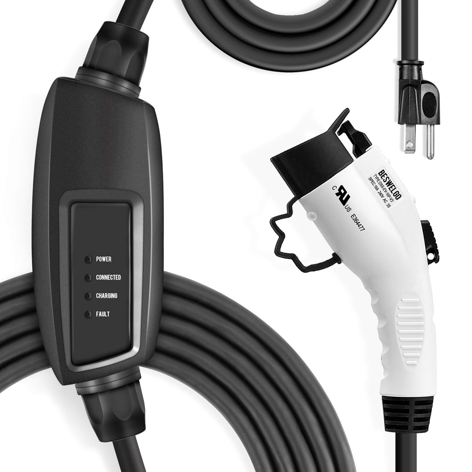 Beswelgo Level 1 Portable EV Charger (120 Volt, 25ft Cable, 16 Amp), Electric Vehicle Charger Plug-i