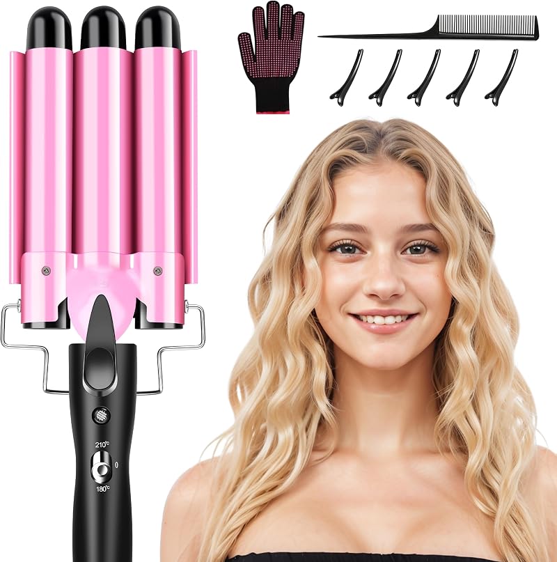 DazSpirit 3 Barrel Hair Waver 22 mm with 2 Temperature Controls Ceramic Coating