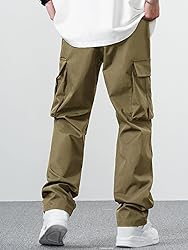 PLEPAN Men's Casual Cargo Pants Drawstring Hiking
