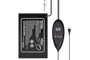 Petbank Reptile Heating Pad - Seedling Heat Mat with Digital Thermostat, Water Tank Heater Heating Pad for Turtles/Snakes/Lizards/Frogs/Spiders/Plant Box/Aquariums, 6 x 8 inch