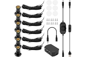 Dtructiew LED Spot Light 6PCS, Mini Led Spotlight Indoor with Dimmer, 1W 5V Dimmable LED Spot Lights Indoor Accent Lights Adjustable for Painting Picture Plants Jewelry Showcase Model Display