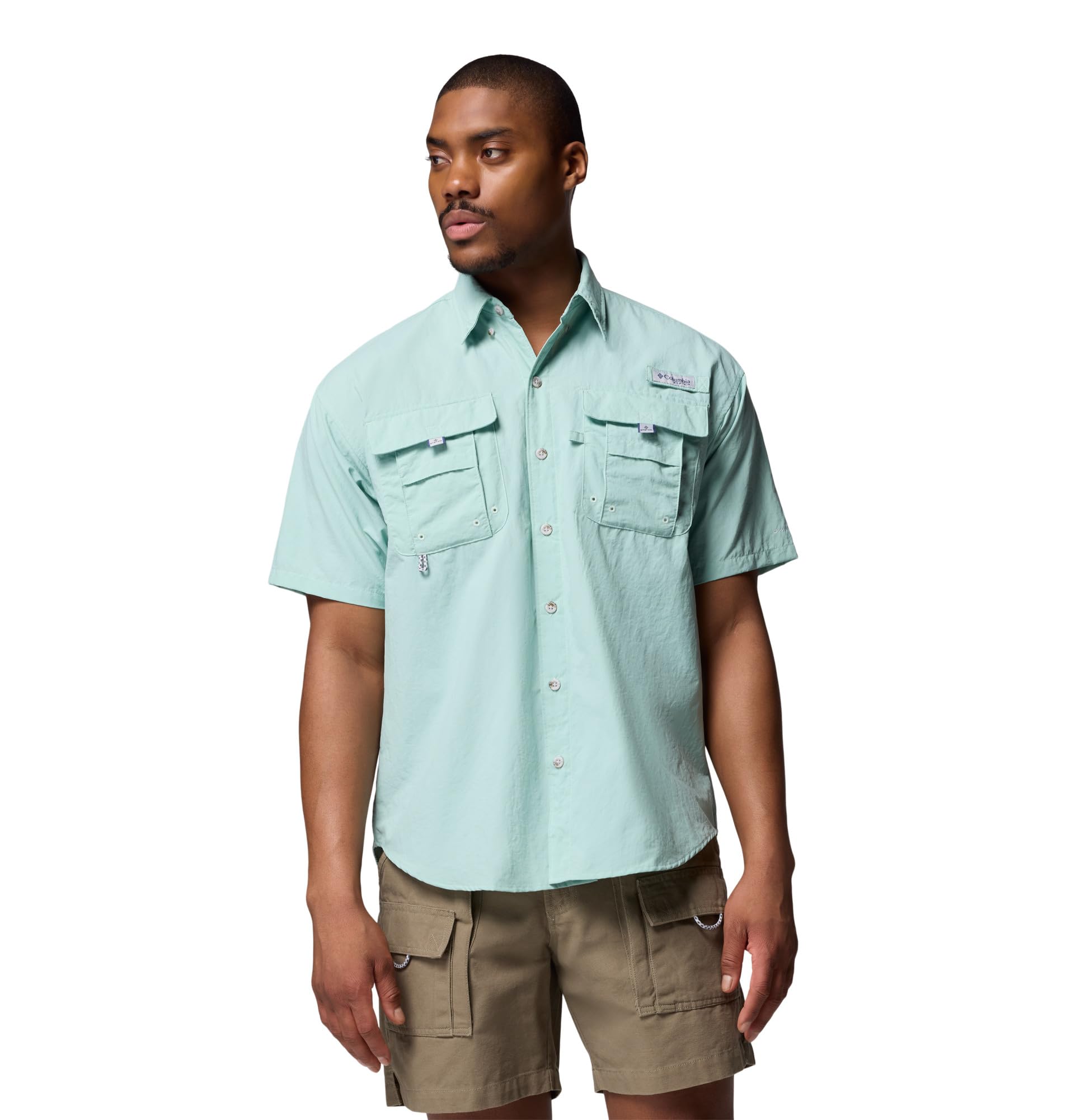 Columbia Mens PFG Bahama II Short Sleeve Fishing Shirt, Misty Jade, X-Large Tall Image