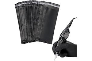Dynvue Pack of 200 Machine Covers, Tattoo Machine Wrap End with Self-adhesive Strip Tattoo Pen Machine Bags 8.27 x 2.56 inch,